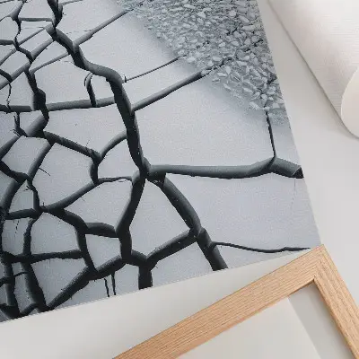 Foto su tela linee di crepa ghiacciate dall'armonica bellezza invernale