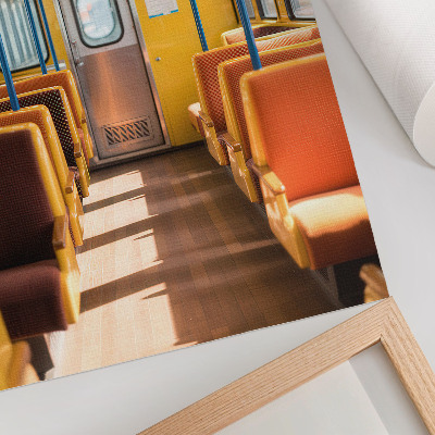 Stampa su tela Interno della carrozza giallo con sedili arancioni