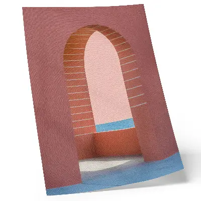 Poster archi pastello sul mare con architettura minimalista