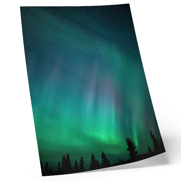 Foto su tela Aurora boreale, cielo turchese, stelle scintillanti