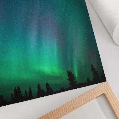 Foto su tela Aurora boreale, cielo turchese, stelle scintillanti