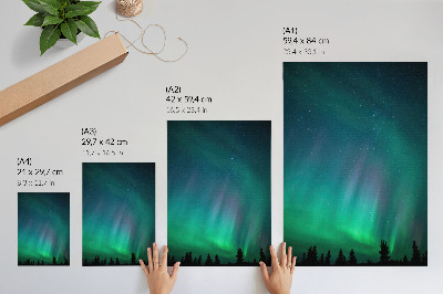 Foto su tela Aurora boreale, cielo turchese, stelle scintillanti
