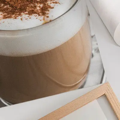Stampa su tela caffè con schiuma dai toni caldi e armoniosi