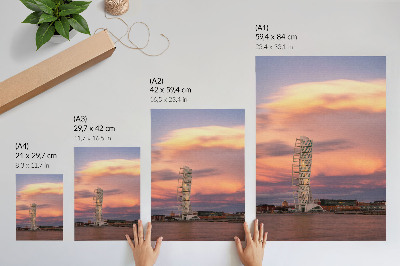 Poster Torre moderna, cielo pastello al tramonto