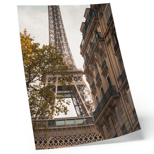 Stampa su tela Architettura della Torre Eiffel, alberi, colori caldi