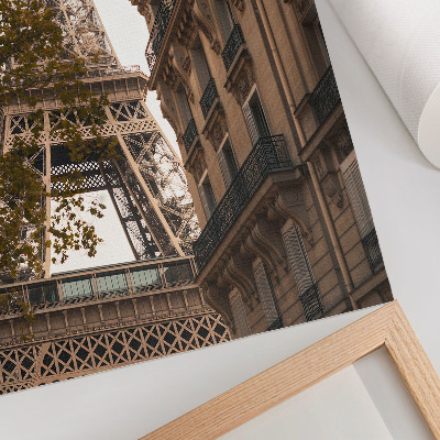Stampa su tela Architettura della Torre Eiffel, alberi, colori caldi