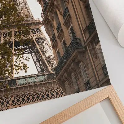 Stampa su tela architettura della Torre Eiffel con alberi e colori caldi