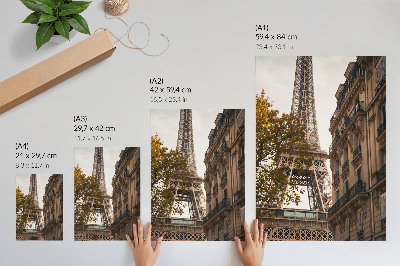 Stampa su tela Architettura della Torre Eiffel, alberi, colori caldi