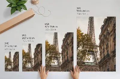 Stampa su tela architettura della Torre Eiffel con alberi e colori caldi