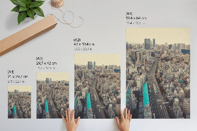 Foto su tela Panorama della città, edifici alti, strada