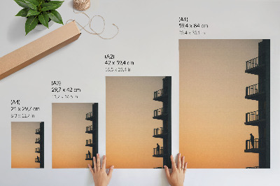 Foto su tela Tramonto, silhouette di un edificio, pace
