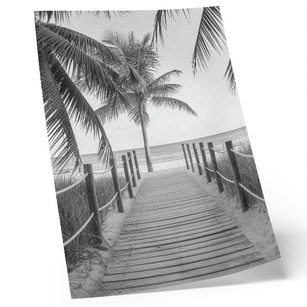Foto su tela Molo tropicale, palme, sabbia, orizzonte infinito