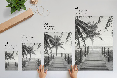 Foto su tela Molo tropicale, palme, sabbia, orizzonte infinito