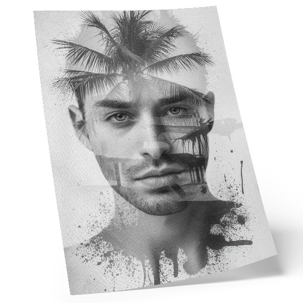 Poster Volto maschile imponente in stile minimalista