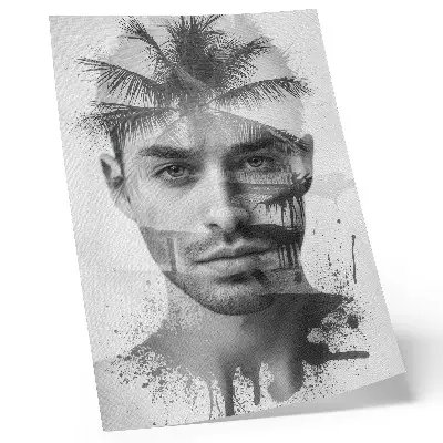 Poster con volto maschile imponente in stile minimalista