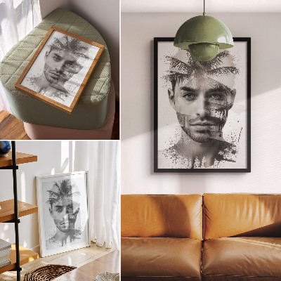 Poster Volto maschile imponente in stile minimalista