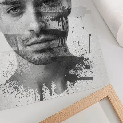 Poster con volto maschile imponente in stile minimalista
