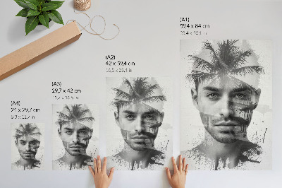 Poster Volto maschile imponente in stile minimalista