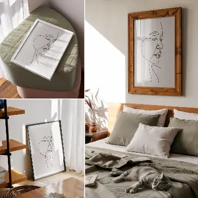 Stampa su tela illustrazione minimalista di un volto stilizzato