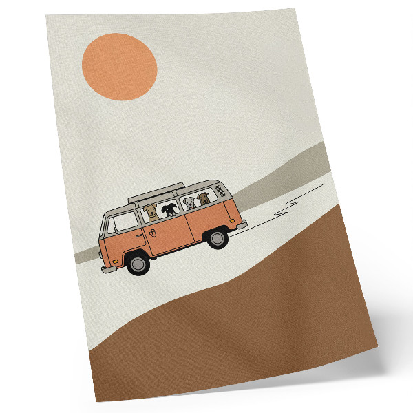 Foto su tela Vacanza minimalista in camper arancione