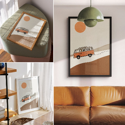 Foto su tela Vacanza minimalista in camper arancione