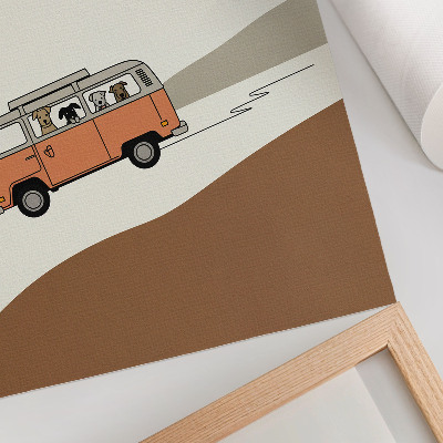 Foto su tela Vacanza minimalista in camper arancione