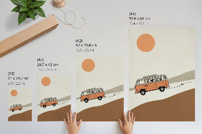Foto su tela Vacanza minimalista in camper arancione