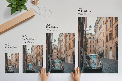 Poster Strada con un'auto, architettura classica