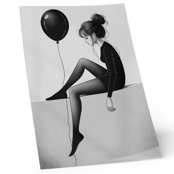 Foto su tela Figura sul bordo con un palloncino che riflette un'emozione