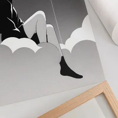 Poster figura minimalista su una nuvola con un palloncino