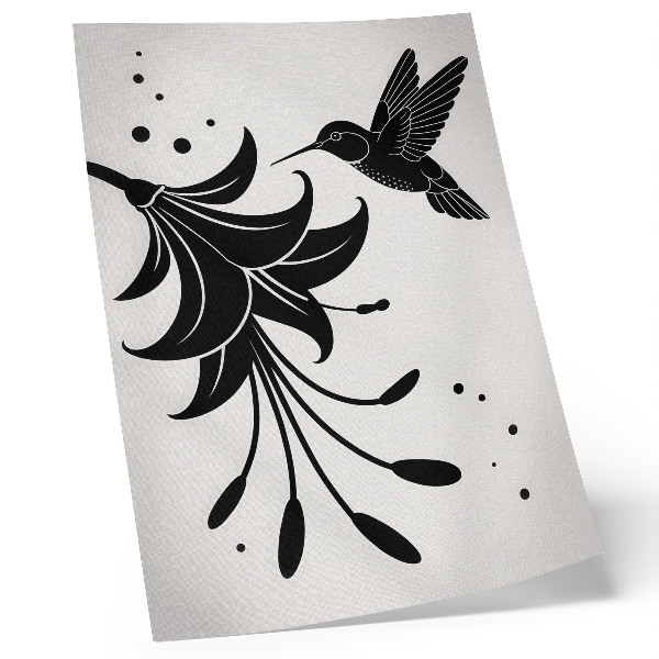 Stampa su tela Colibrì e fiore in contrasto su sfondo bianco