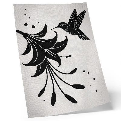 Stampa su tela Colibrì e fiore in contrasto su sfondo bianco