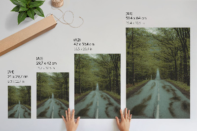 Poster Strada forestale pace verde avventura mistero