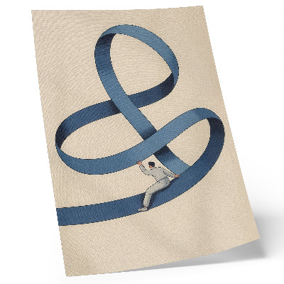 Foto su tela Nastro blu, sfondo beige, figura dinamica
