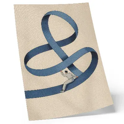 Foto su tela nastro blu su sfondo beige con figura dinamica