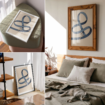 Foto su tela Nastro blu, sfondo beige, figura dinamica