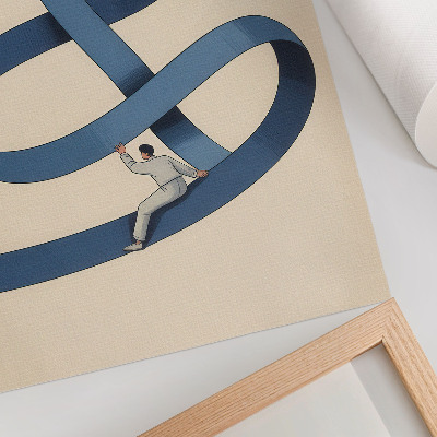 Foto su tela Nastro blu, sfondo beige, figura dinamica