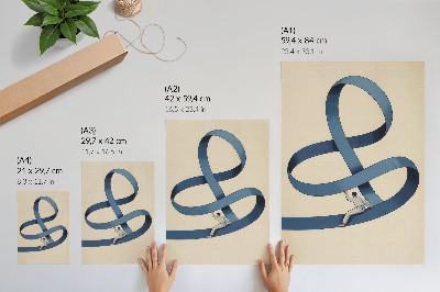 Foto su tela Nastro blu, sfondo beige, figura dinamica