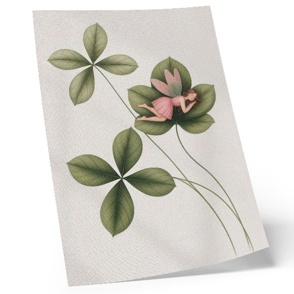 Poster Fata dalle foglie verdi in abito rosa