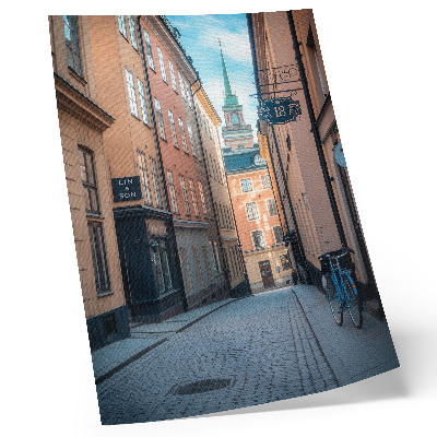 Foto su tela Strada pittoresca con edifici medievali