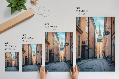 Foto su tela Strada pittoresca con edifici medievali