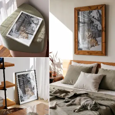 Poster lupo nella foresta invernale, eleganza silenziosa della natura