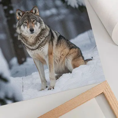 Poster lupo nella foresta invernale, eleganza silenziosa della natura