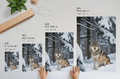 Poster lupo nella foresta invernale, eleganza silenziosa della natura