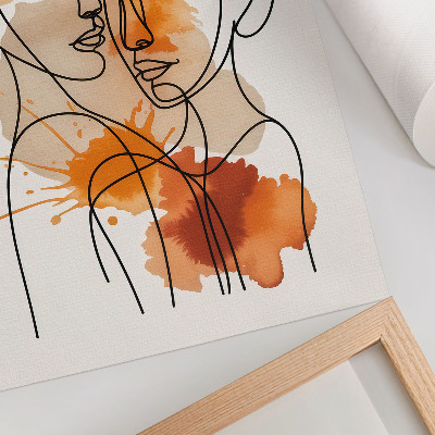 Stampa su tela Contorno del viso con macchie arancioni in stile moderno