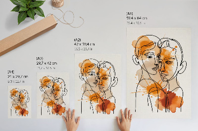 Stampa su tela Contorno del viso con macchie arancioni in stile moderno