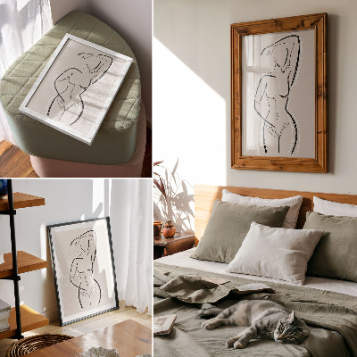 Poster Silhouette minimalista di una donna su sfondo beige