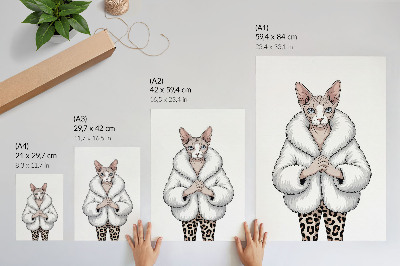 Poster Gatto con pelliccia e pantaloni leopardati