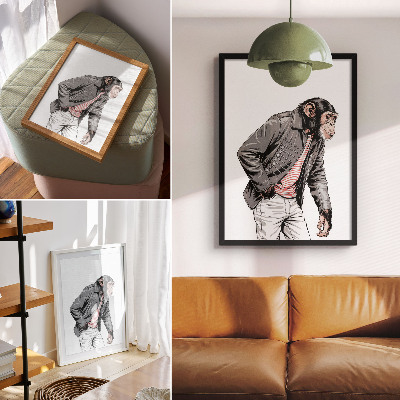 Stampa su tela Scimpanzé alla moda con giacca grafica a contrasto