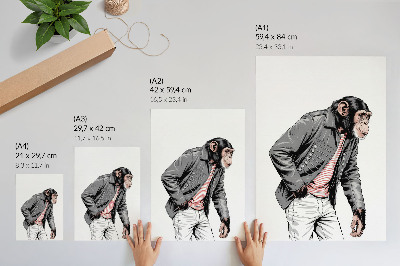 Stampa su tela Scimpanzé alla moda con giacca grafica a contrasto